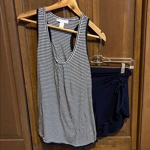 Striped Navy and White Tank Top Pajama Set